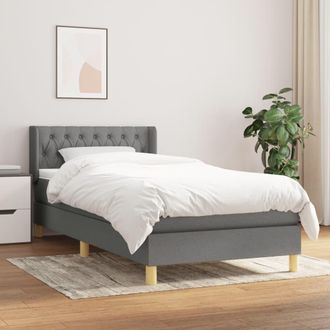 vidaXL Cama Box Spring Con Colch&oacute;n Tela Gris Oscuro 90x190 Cm Vidaxl
