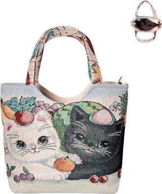Generic Aesthetic Embroidery Tote Bag for Women Cute Reusable Canvas Shoulder Handbag for Shopping Grocery Book Gym, 4