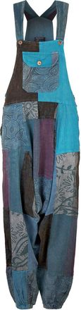 Wicked Dragon Patchwork Harem Dungarees (Blue, L/XL)