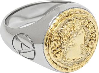 Aries Anello chevalier con dettaglio moneta - - Accessories - Uomo - Grigio - ONE SIZE
