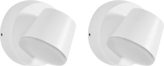 Beliani Conjunto De 2 L&aacute;mparas Led Para Pared De Exterior De Metal Aluminio Moderno Blanco Salas