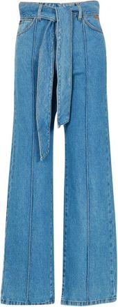 Msgm Knoopdetail Jeans - Dames - Loose Fit Jeans - Blauw - XS - Katoen - Jeans