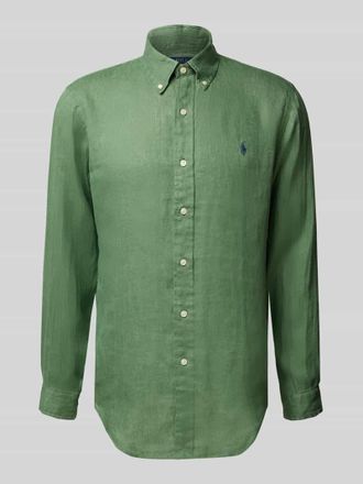Polo Ralph Lauren Regular Fit Leinenhemd mit Button-Down-Kragen in Dunkelgruen, Gr&ouml;&szlig;e XXL