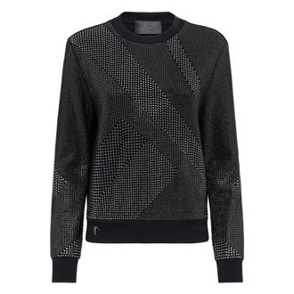 Philipp Plein Sweatshirt LS Full Crystal - Dames - Sweatshirts - Zwart - XS - Katoen - Hoodies & sweatvesten