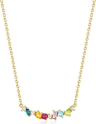 Ross-Simons Multi-Gemstone and. Lab-Grown Diamond Necklace in 18kt Gold Over Sterling