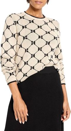 Nic+Zoe Geo Argyle Doubleknit Sweater In Neutral Multi