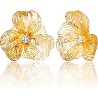 Jessica Simpson Textured Gold-Tone Petal Flower Stud Earrings at Nordstrom