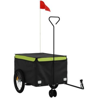 vidaXL Remolque Para Bicicleta Hierro Negro Y Verde 45 Kg Vidaxl