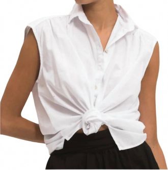 Cali Dreaming Daisy Sleeveless Shirt In White