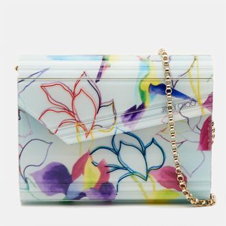 Jimmy Choo London Candy White Hummingbird Acrylic And Leather Chain Clutch