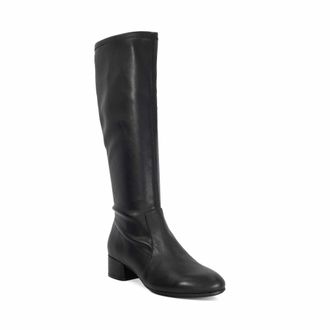 Dune London Womens Ladies Topsy - Suede Stretch Knee High Boots - Black Leather - Size UK 5