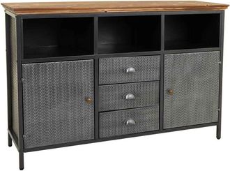 Wanderlust Deco Aparador De Metal Y Madera Negro 121,5x36x82,5
