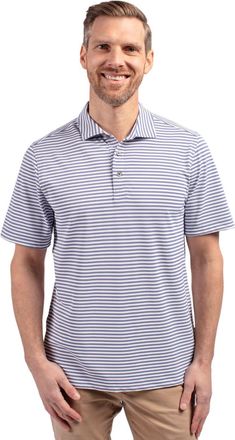 Cutter & Buck Virtue Eco Pique Stripe Recycled Mens Polo Shirt