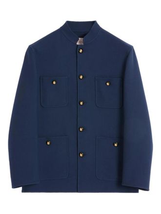 Valentino Garavani long-sleeves wool shirt jacket - men - Virgin Wool/Silk - 50 - Blue