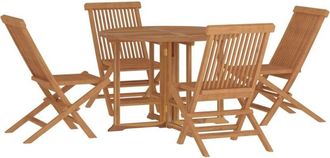 vidaXL 5 Piece Folding Outdoor Dining Set Solid Wood Teak vidaXL