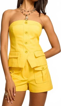Ramy Brook Eva Cotton Tailored Strapless Top In Sunshine