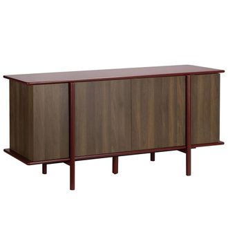 Oviala Aparador efecto madera 4 puertas 180 cm burdeos