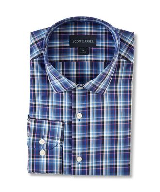 Scott Barber Mens Bold Plaid Shirt In Grape