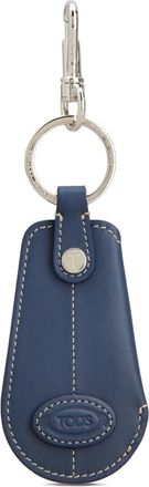 Tod's topstitched logo keyring - men - CALFSKIN - One Size - Blue