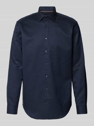 Jake*s Regular Fit Businesshemd in Premiumqualität in Marine, Größe 37/38