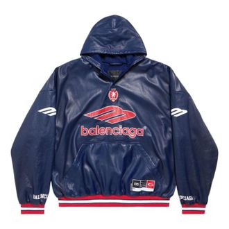 Balenciaga 3B Football Polo Hoodie Dark Navy Red 856357TMS024100