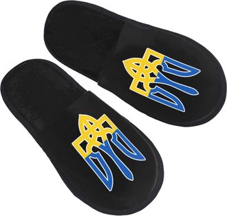Generic Mens Slipper Ukraine Stamp Comfortable Womens Slippers Plush Lightweight Hotel Slippers Guest Family M
