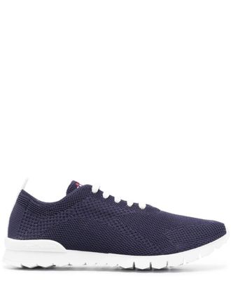 Kiton logo-embroidered knit sneakers - Blue