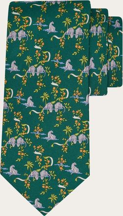 Ferragamo Men Amazon print silk tie Green