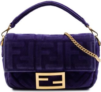 Fendi Pre-owned Fendi Mini Zucca Embossed Velvet Baguette Satchel Ladies HMJG1RLZ29SOR5AN