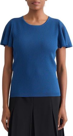 Kasper Flutter Sleeve Rib Sweater in Blue Night at Nordstrom, Size X-Large
