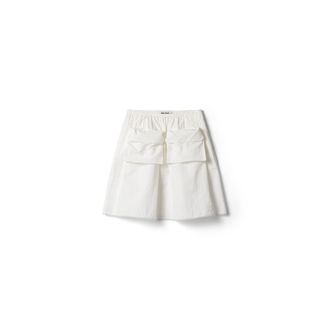 Miu Miu Slubbed Poplin Skirt, Woman, White, Size 36