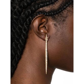 Elisabetta Franchi Logo-Embellished Rhinestone Drop Earrings - Gold