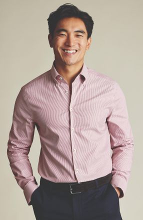 CHARLES TYRWHITT Non-Iron Stretch Pinpoint Oxford Stripe Shirt