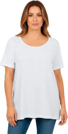 Roaman's Plus Size Scoopneck Short Sleeve Pocket Tunic in White at Nordstrom, Size 12