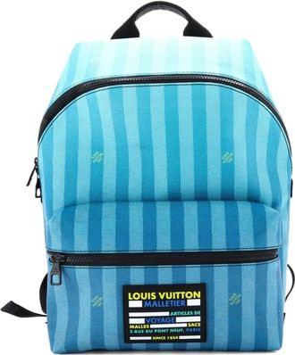 Louis Vuitton Zaino Discovery Limited Edition Gradient Damier Stripes PM - Blu