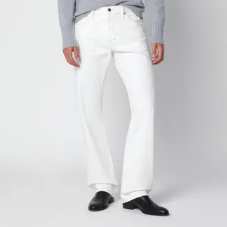 Tom Ford White jeans with biker-effect details