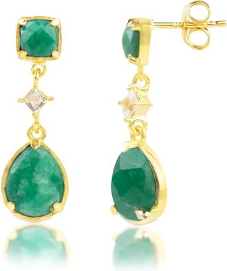 MAX + STONE 18k Gold Over Sterling Silver 7.5 CT. TW 3 Stone Gemstone Dangle Earrings