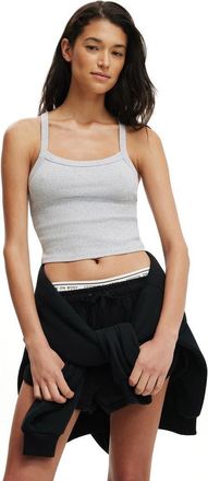 Cotton On Womens Active Rib T-Bar Cropped Tank in Light Grey Marle at Nordstrom, Size X-Small