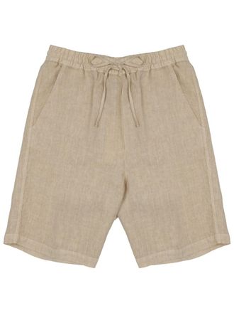 120% Lino Beige Linen Drawstring Comfort Shorts