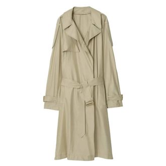 Burberry Long Silk Belted Trench Coat, Brand Size 46 ( US Size 36 )