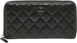 Chanel Pre-owned Wallets, female, Black, Size: ONE SIZE Pre-owned Matelasse Lambskin Long Wallet