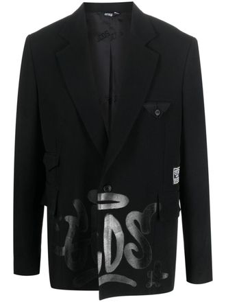 GCDS Blazer con stampa - Nero