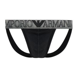 Emporio Armani Bottoms, male, Black, Size: XL ASV Megalogo Jersey Jockstrap