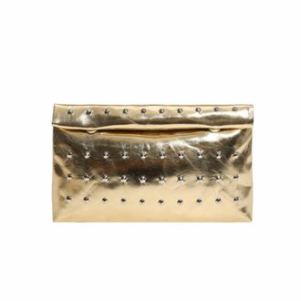 Generic Luxury Sparkle Rivet Envelope Evening Bag Roll Top Clutch Purse for Women Wedding Bridal Handbag 11.02x6.69x1.97in(Gold)