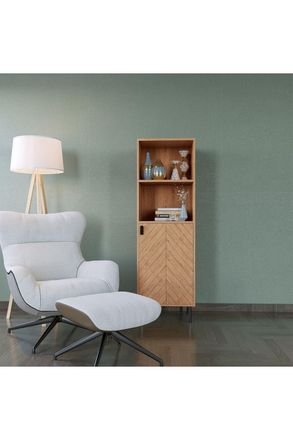 Seconique Leon 1 Door 2 Shelf Cabinet in Natural