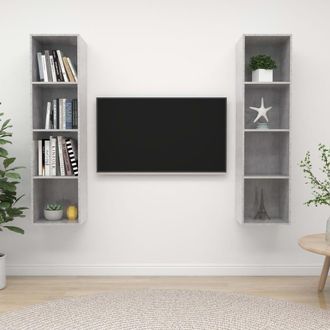 Berkfield Home Wall-mounted TV Cabinets 2 pcs Concrete Grey Engineered Wood