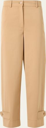 Akris Fraser Cotton Gabardine Barrel-Leg Ankle Pants