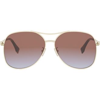 Fendi graphy 61mm Gradient Pilot Sunglasses in Shiny Endura Gold /Bordeaux at Nordstrom