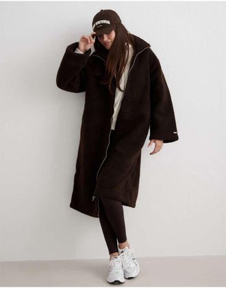 Aim'n cappotto in pile color cioccolato-Marrone