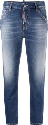 Dsquared2 distressed cropped jeans - women - Spandex/Elastane/Polyester/Cotton/Cotton - 44 - Blue